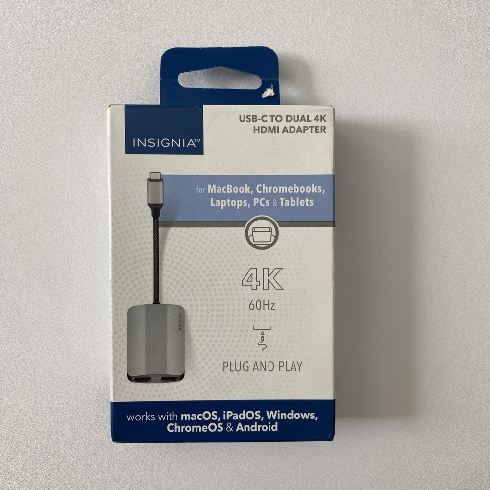 Insignia- USB-C to Dual 4K HDMI Adapter‎ - Gray